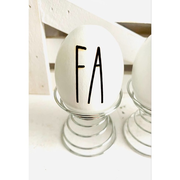 Farmhouse Inspired "Farm" Wood Egg & Stand Set - Picture 2 of 4